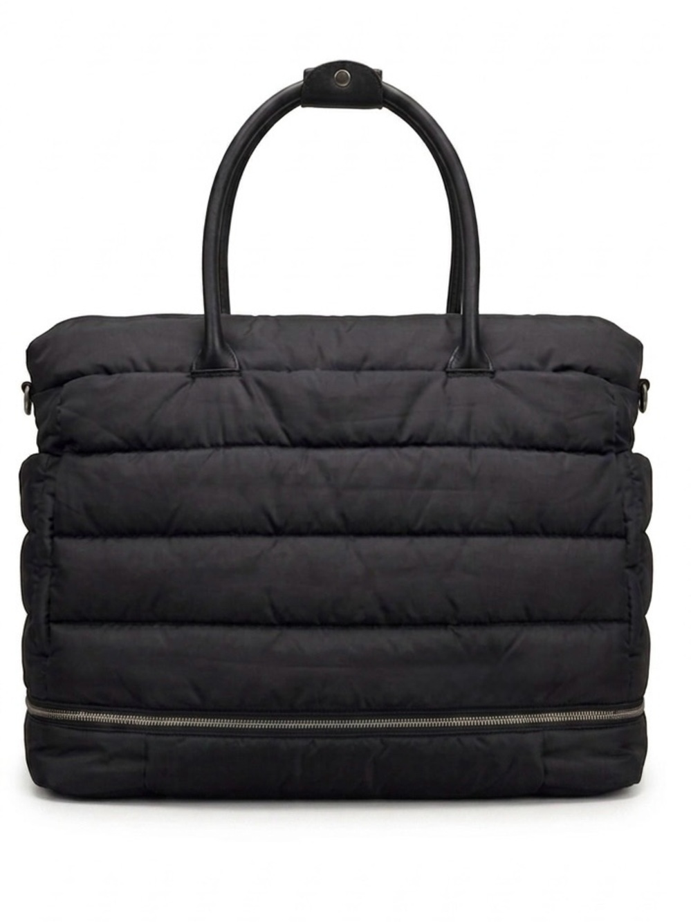 Quilted Black Puffer Travel Tote Bag | Trolley Suitcase Attachment | Carry-On